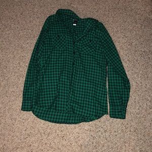 Hot Topic Green Buttoned Flannel